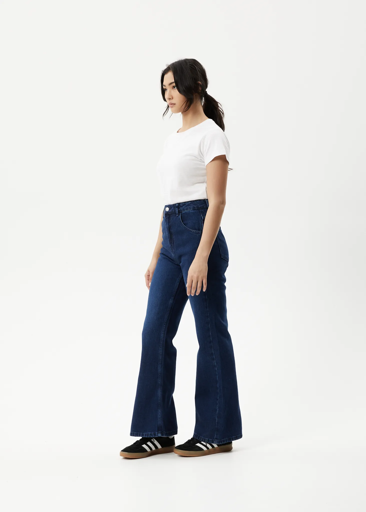 AFENDS Womens Marsha - Denim Slim Flared Jeans - Original Rinse