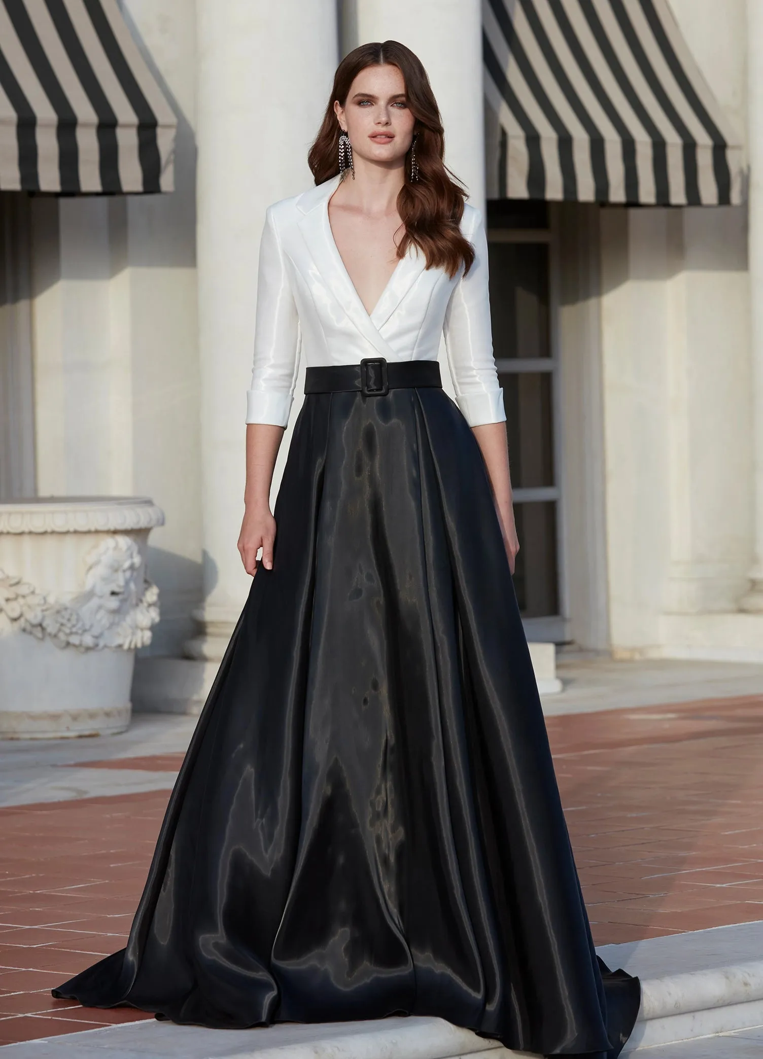 Ashley Lauren 11326 Satin Ballgown Long Sleeve Formal Dress Holiday Party Mother of Gown