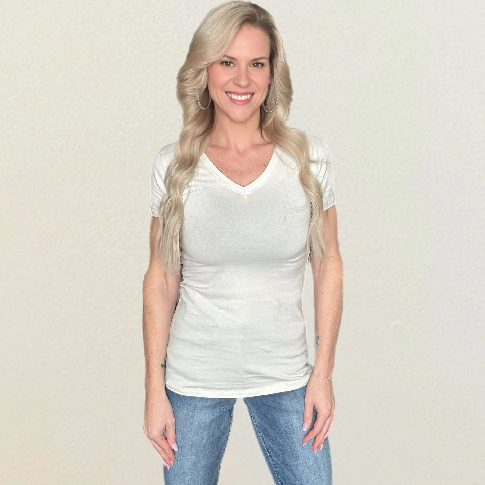 Basic Cotton V Neck Tee