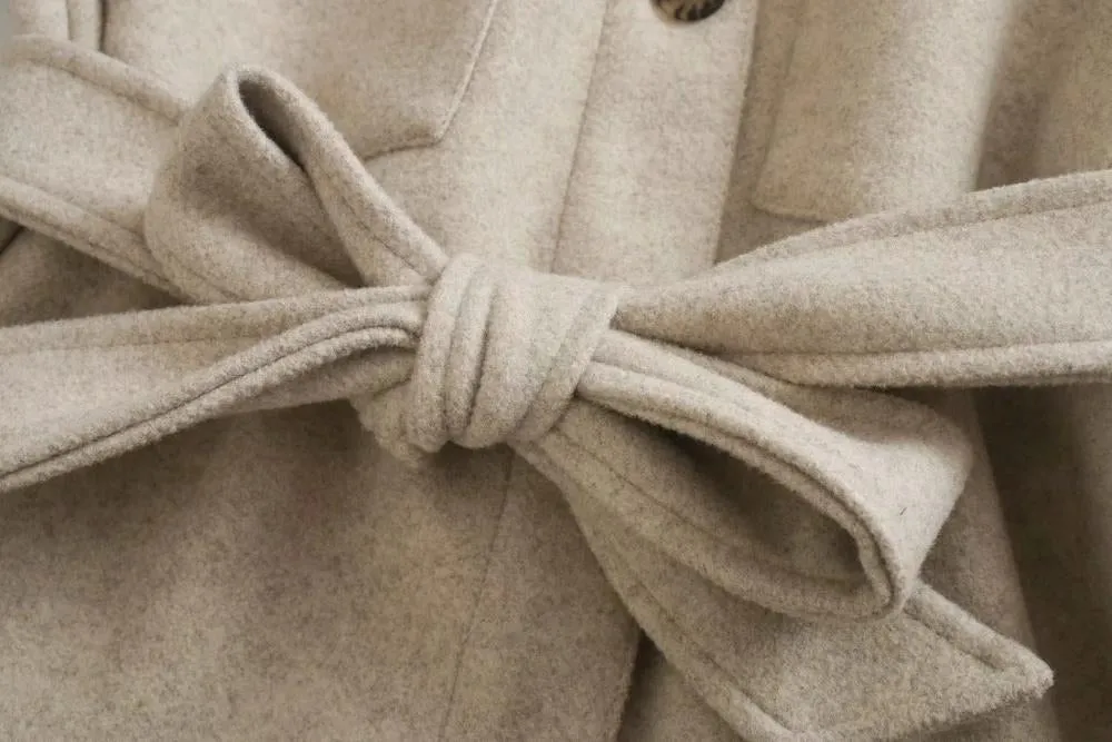 Beige Belted Coat