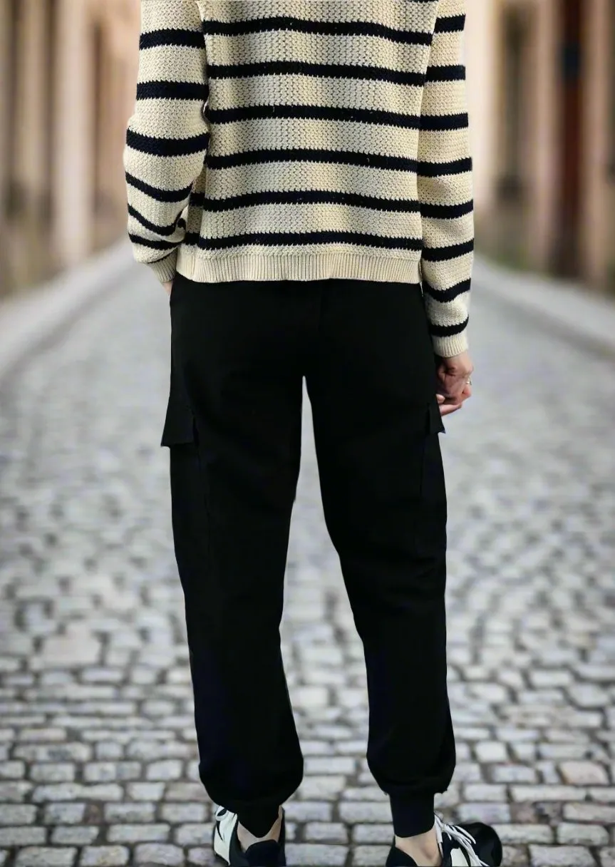 BLACK SHEEN JOGGER PANTS