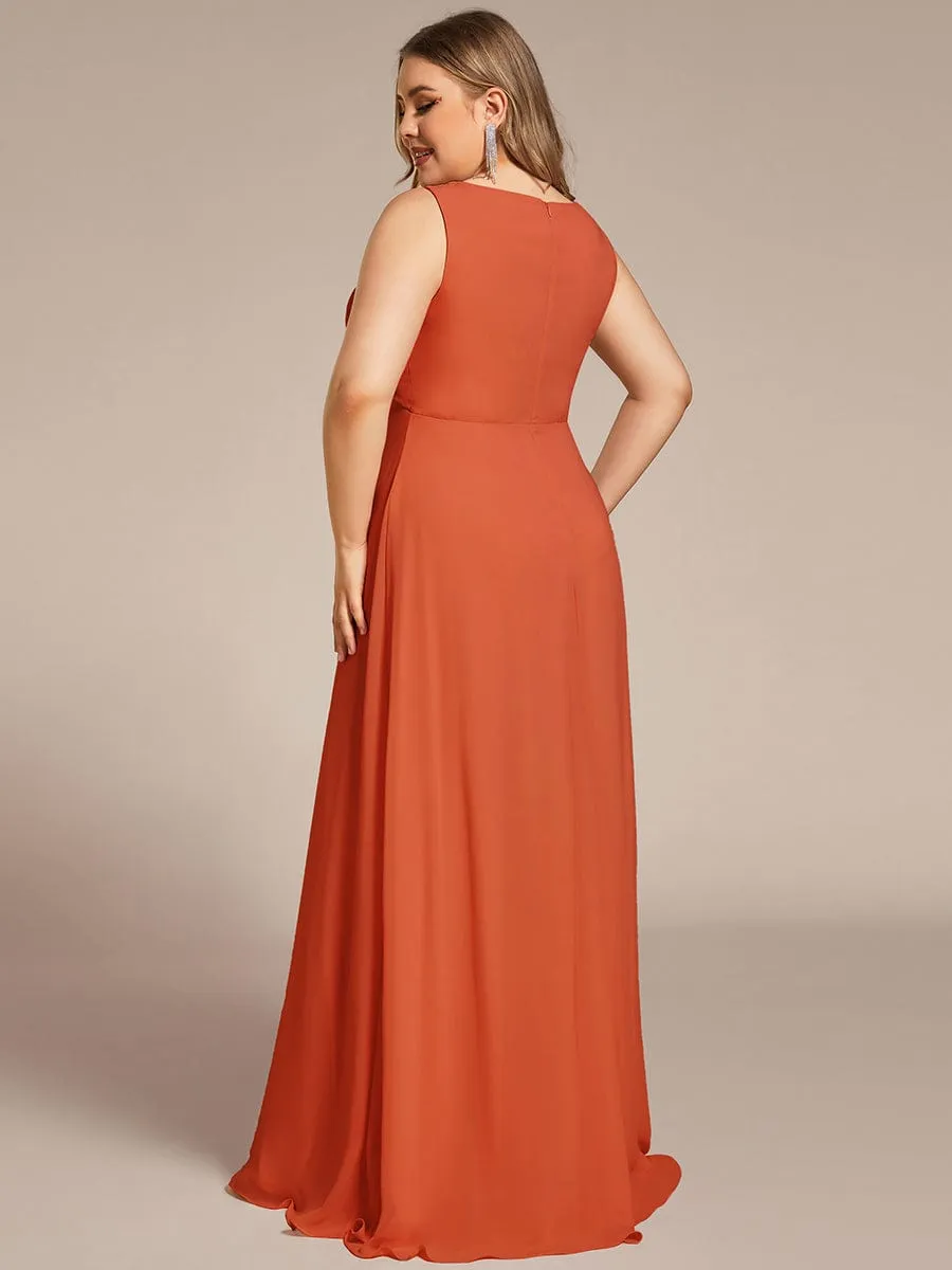 Bonny V Neck chiffon event gown with applique
