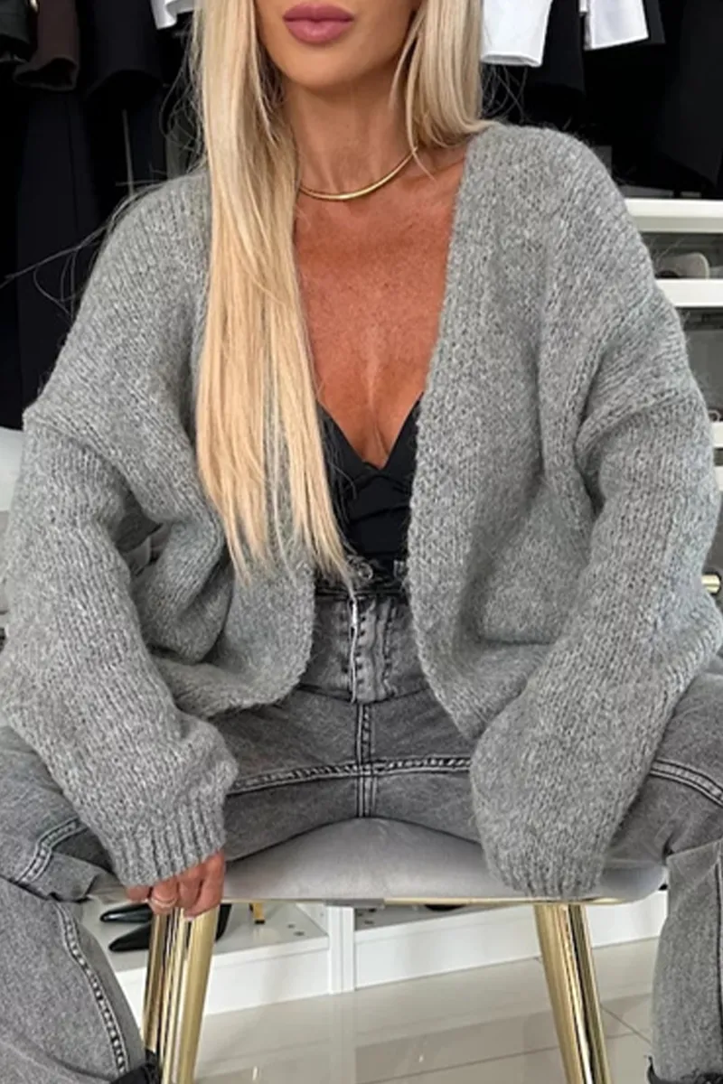 Casual Daily Weave V Neck Outerwear(4 Colors)