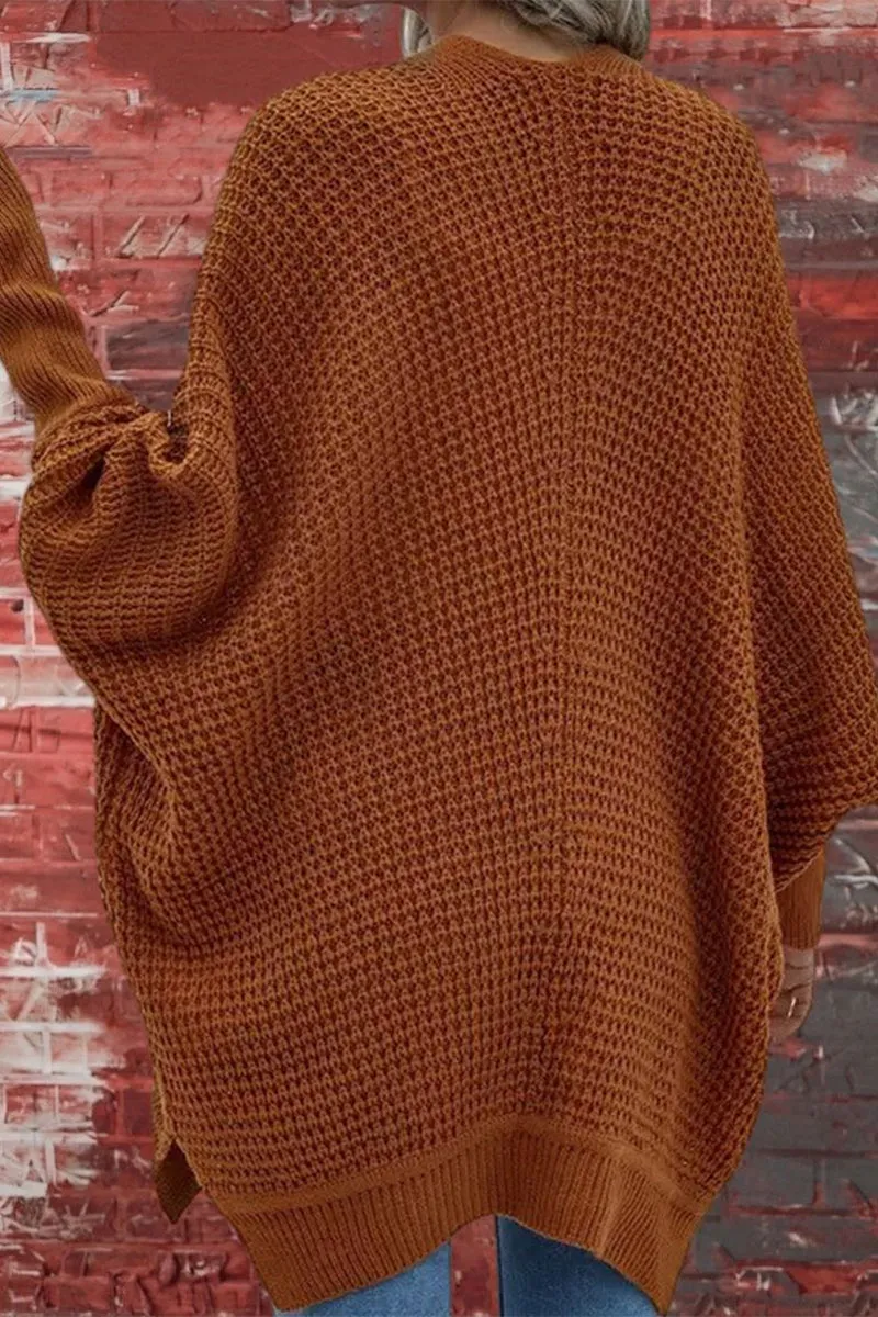 Casual Solid Color V Neck Bat Sleeve Cardigans(8 Colors)