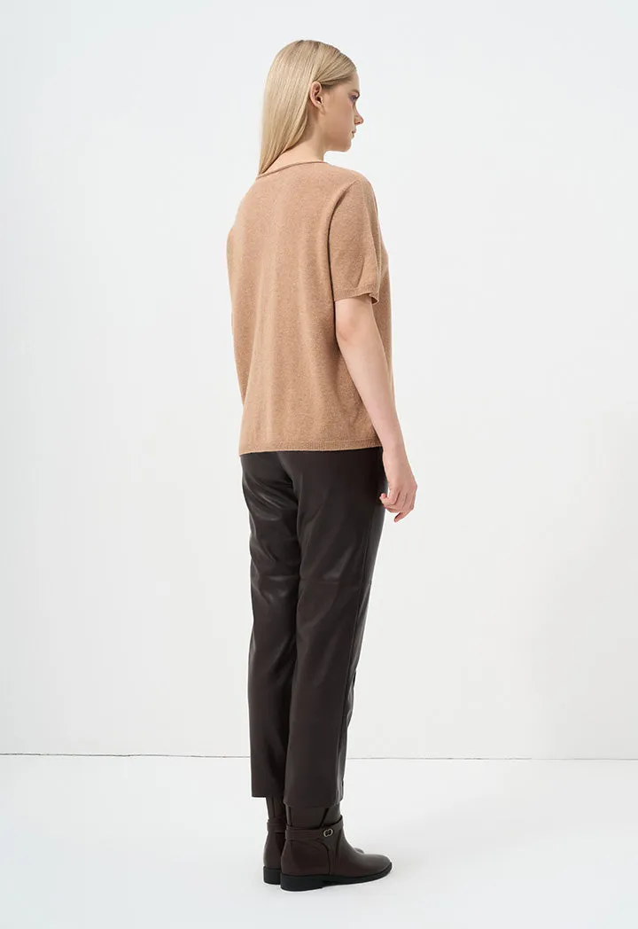 Choice Solid Long Sleeve Cardigan Camel