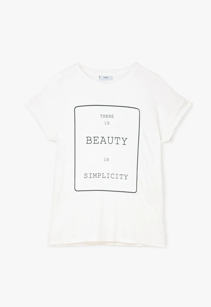 Choice Text Print T-Shirt Offwhite