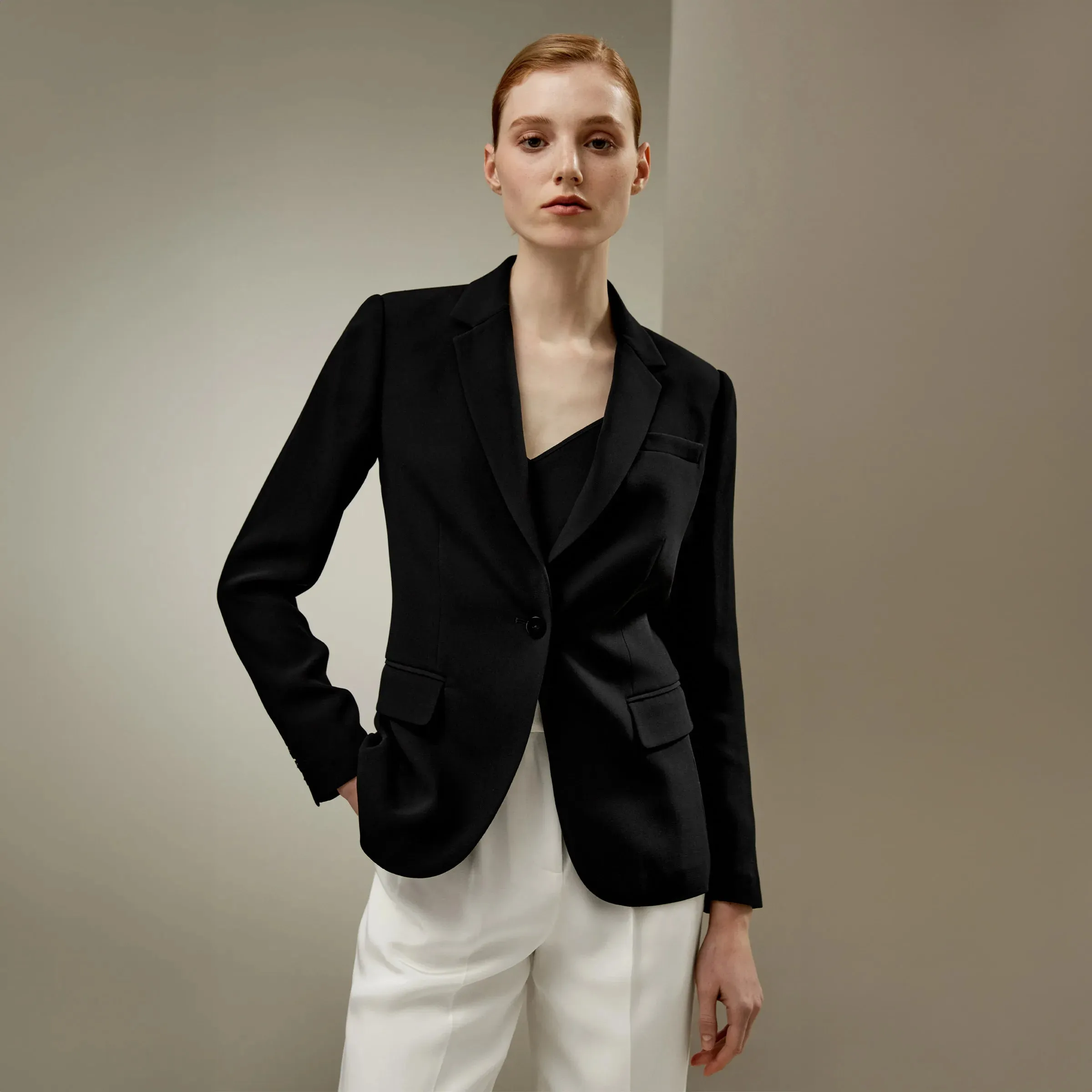 Cinched Sleek Half-Lined Blazer
