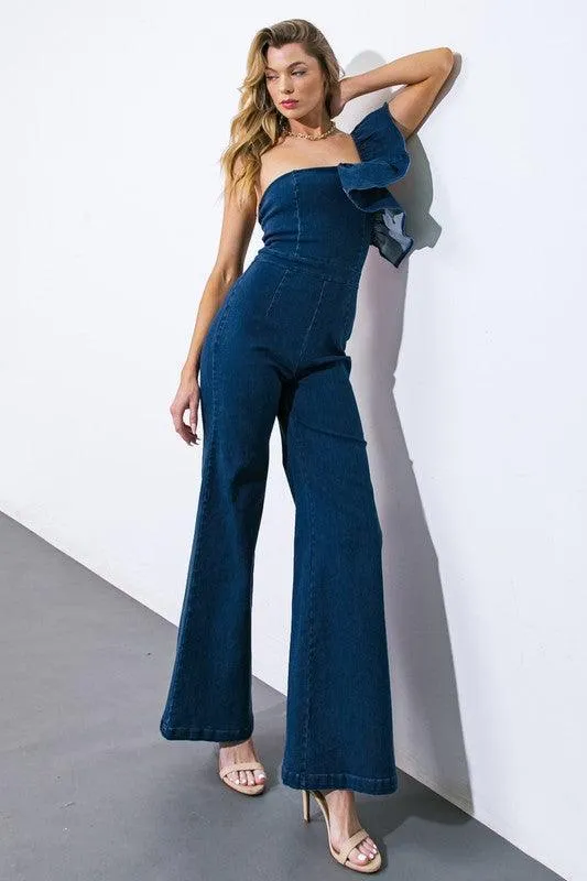 DENIM WIDE LEG JUMPSUIT