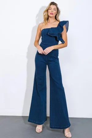 DENIM WIDE LEG JUMPSUIT