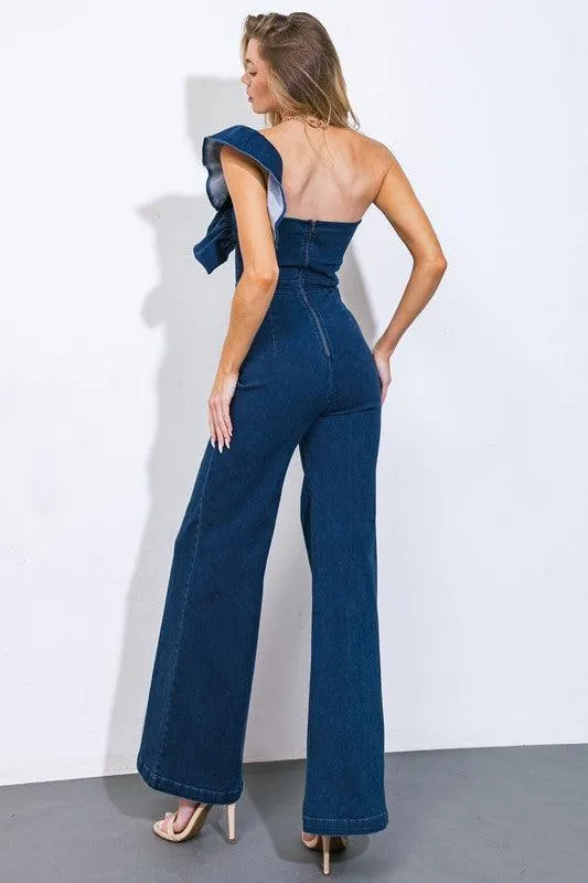 DENIM WIDE LEG JUMPSUIT