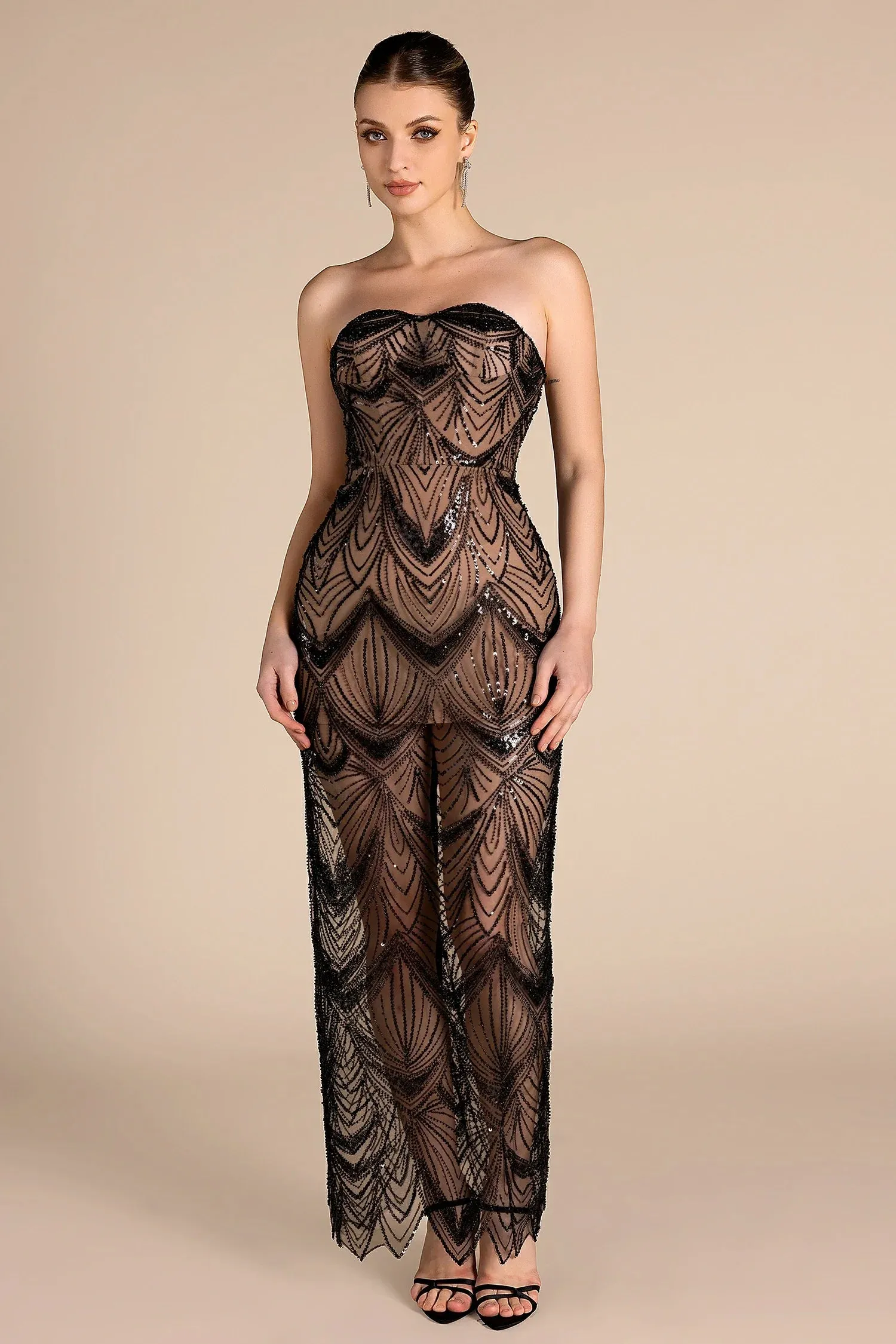 Eboni Strapless Sequin Maxi Dress