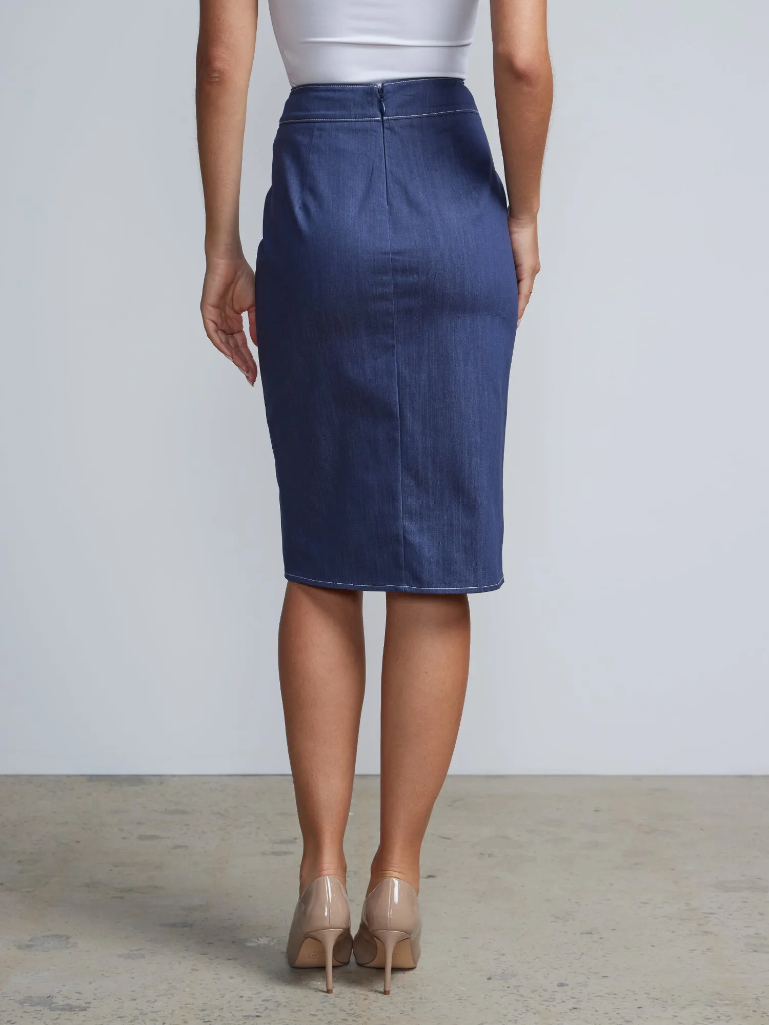 Front Slit Paige Denim Pencil Skirt