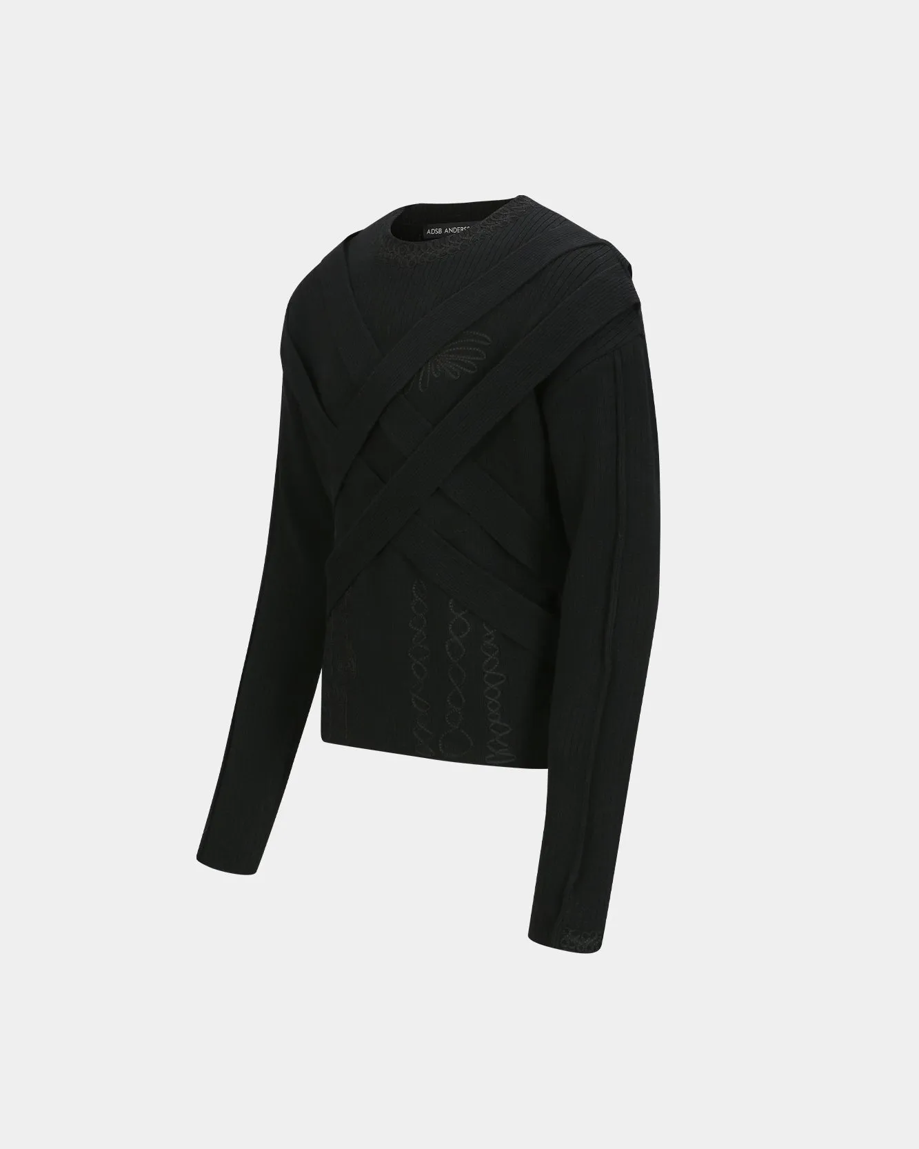 HARNESS CREW-NECK SWEATER atb1152m(BLACK)