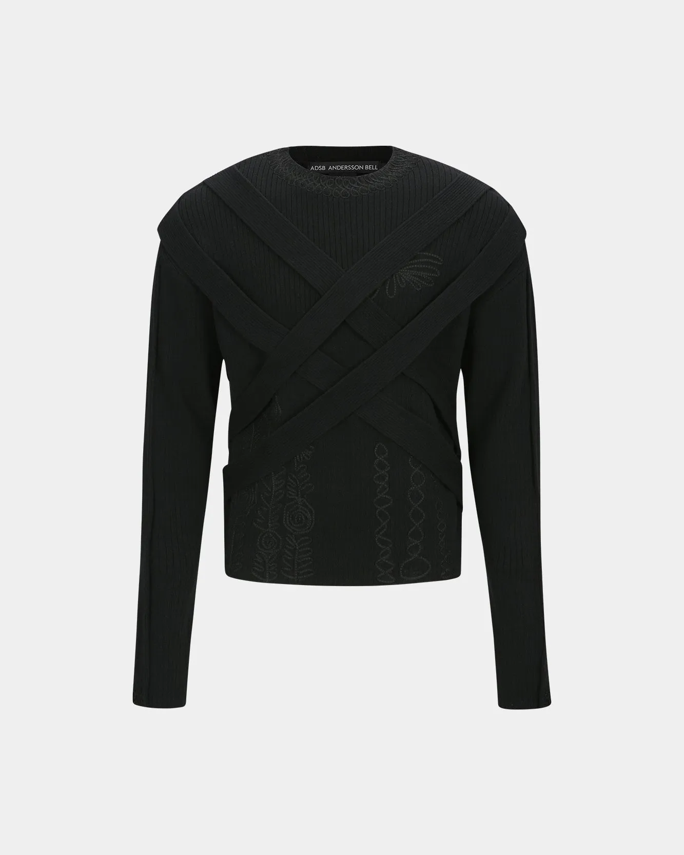 HARNESS CREW-NECK SWEATER atb1152m(BLACK)