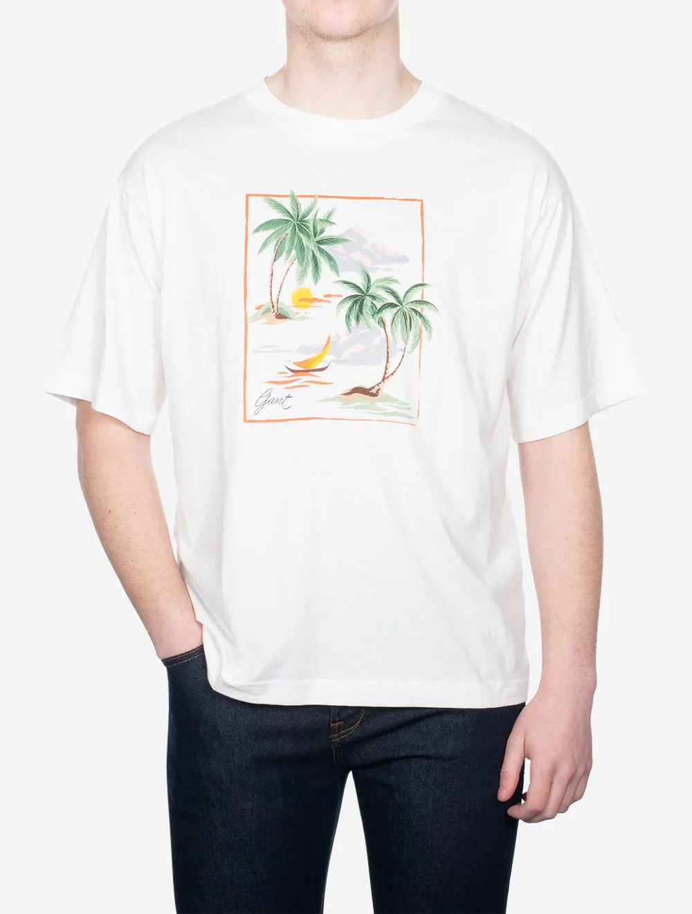 Hawaii Printed Graphic Short Sleeve Shirt Eggshell