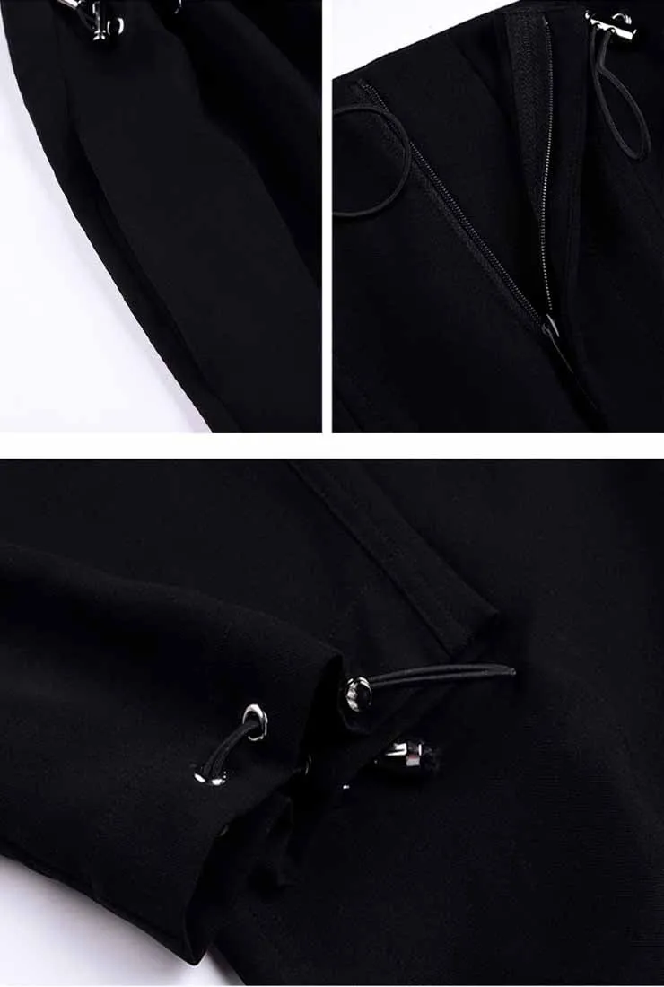High Rise Ankle Drawstring Wide Leg Pants