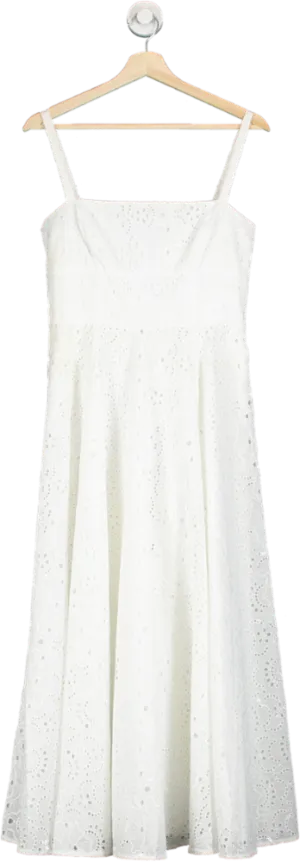 Hill House White Eyelet Midi Dress S