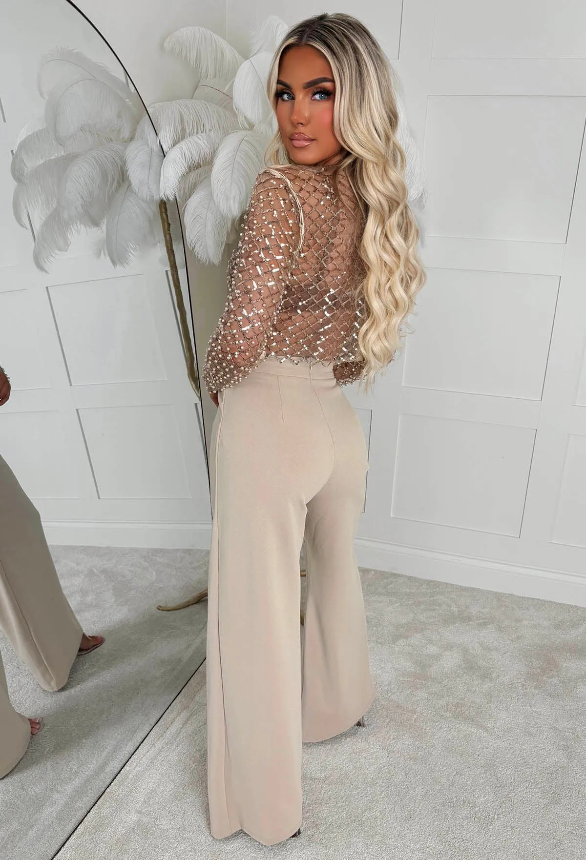 I See Fire Stone High Waisted Wide Leg Trousers