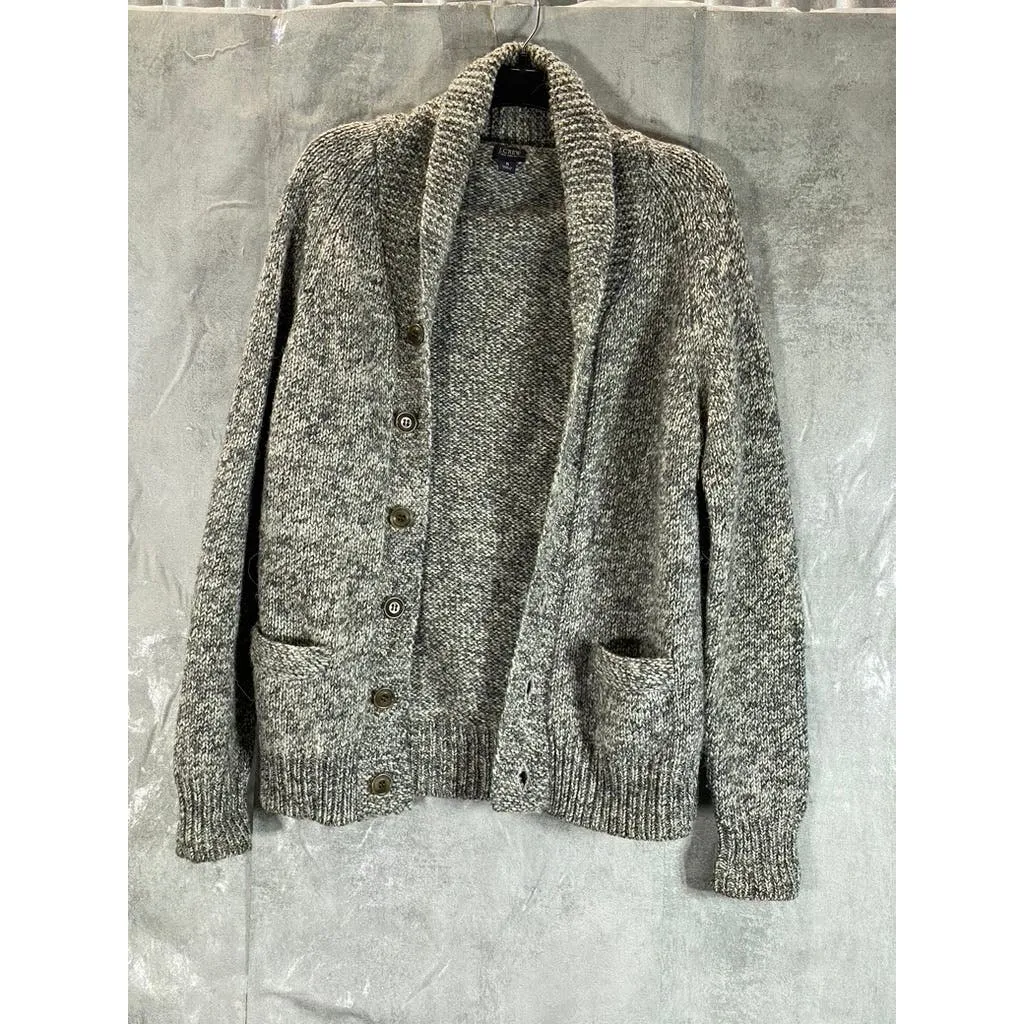 J.CREW Men's Grey Marled Wool Blend Knit Shawl Collar Cardigan SZ S