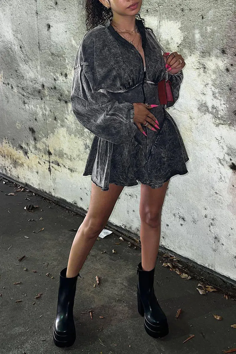 JJ655 Half Zip Long Sleeve Romper