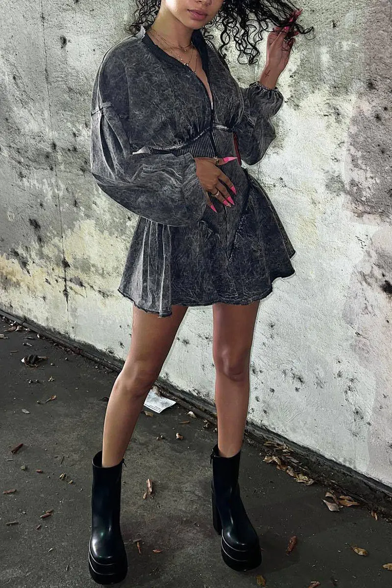 JJ655 Half Zip Long Sleeve Romper