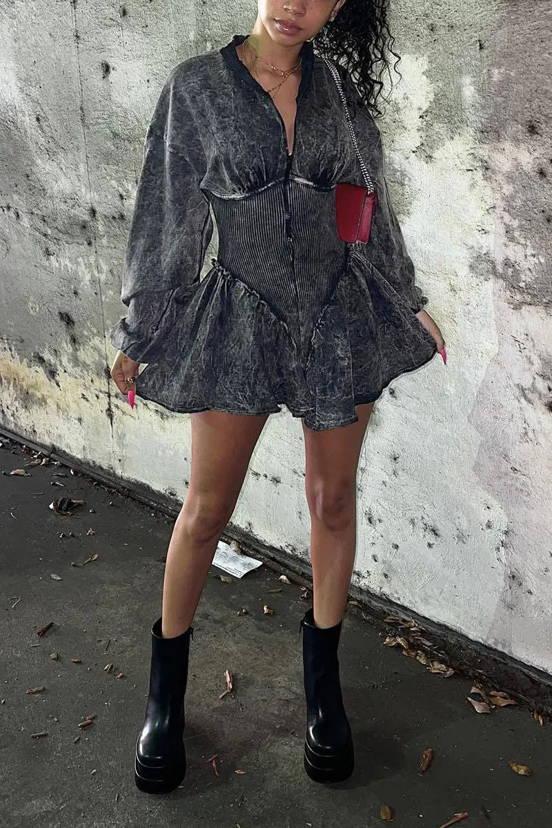 JJ655 Half Zip Long Sleeve Romper