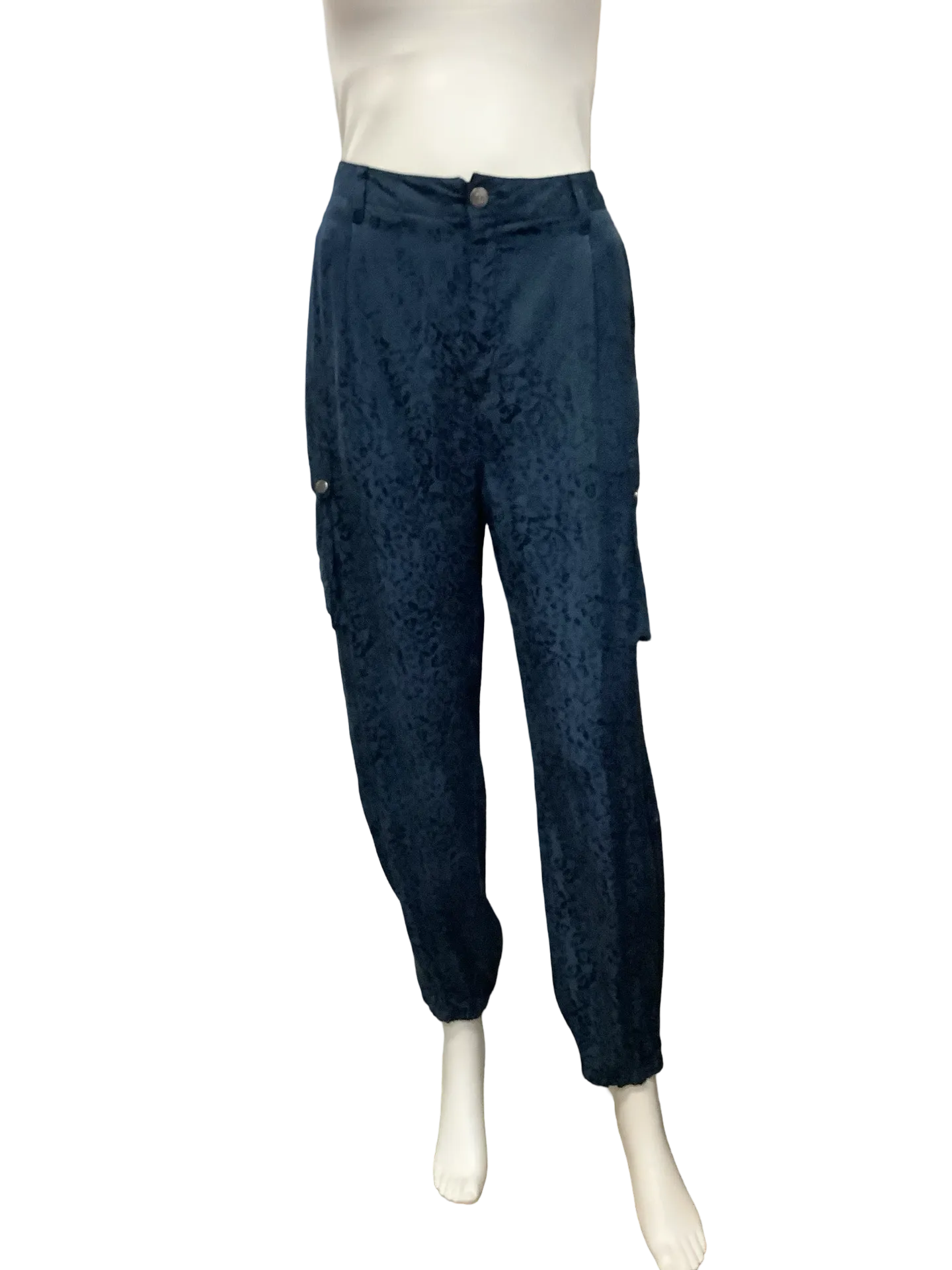Johnny Was Pant Jogger Cargo Blue Animal Print Size: 10