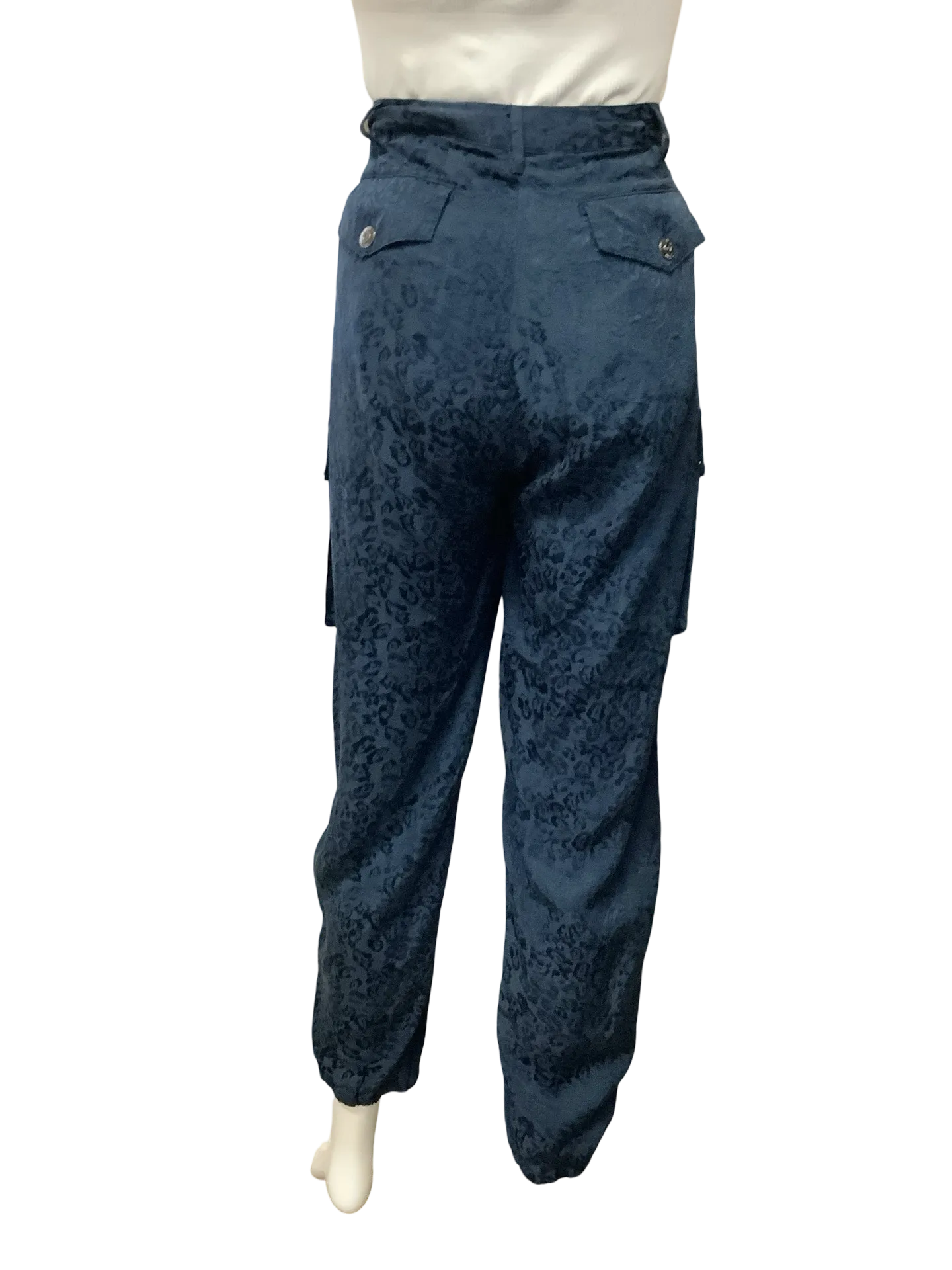 Johnny Was Pant Jogger Cargo Blue Animal Print Size: 10