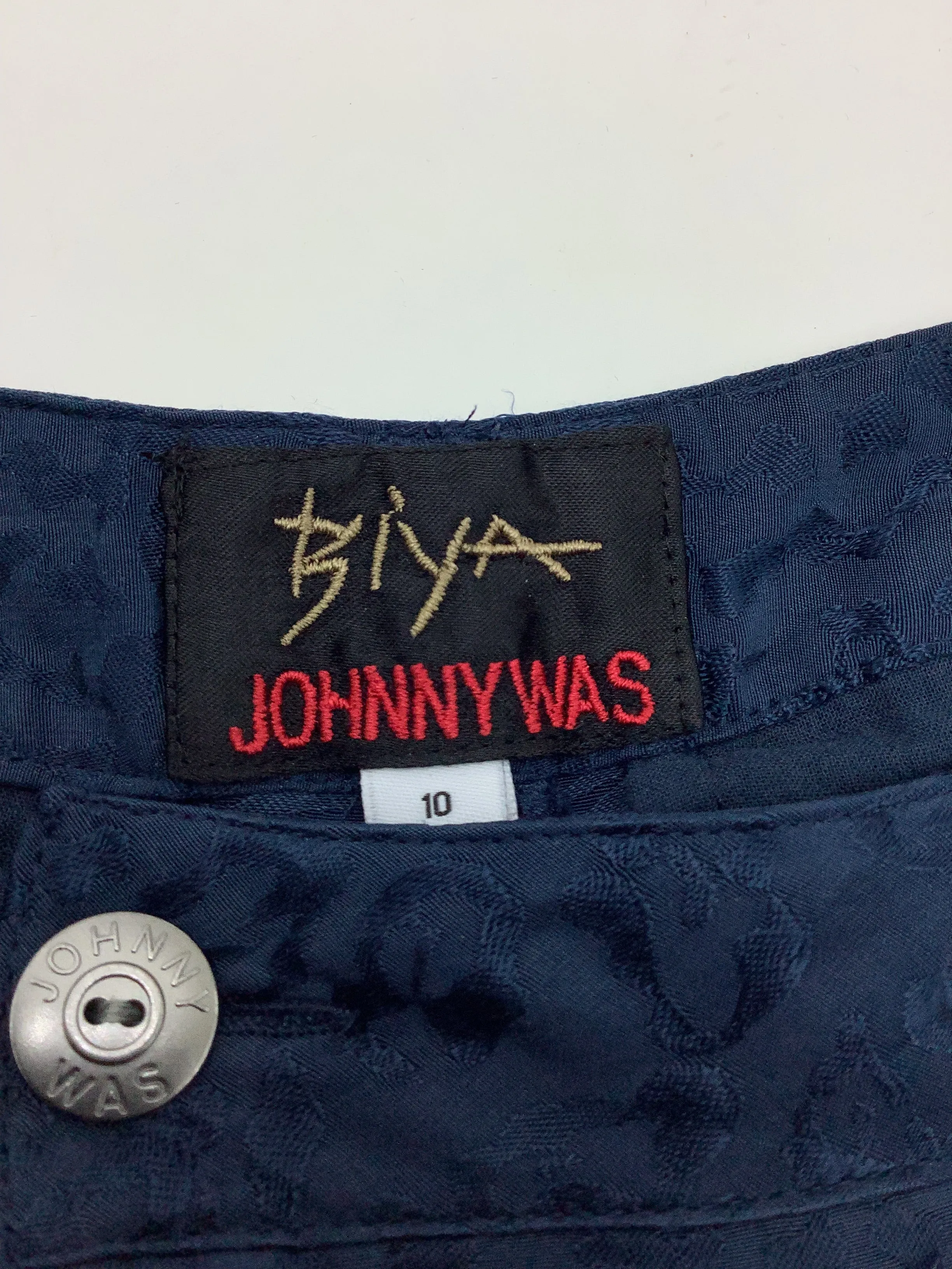 Johnny Was Pant Jogger Cargo Blue Animal Print Size: 10
