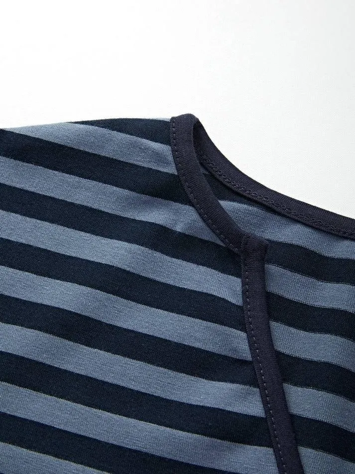 Joskaa Striped V Neck Long Sleeve Tee