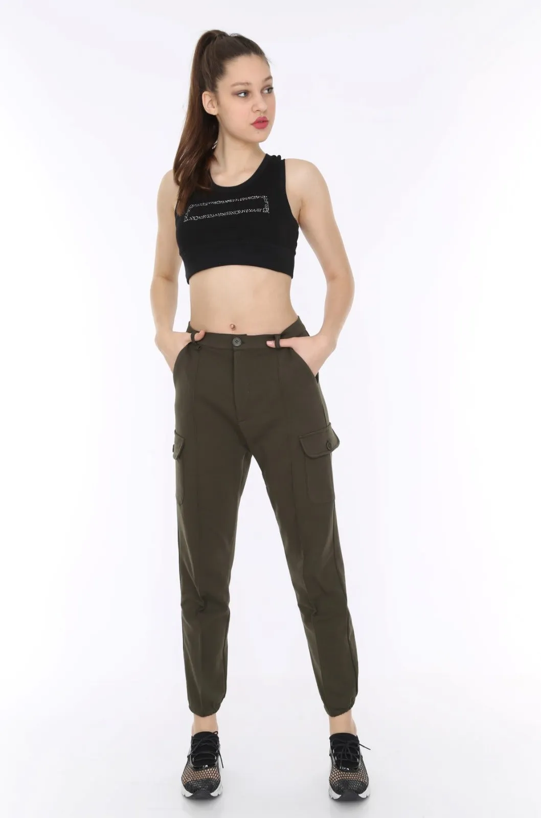 Khaki Soft Jersey Stretchy Combat Utility Trousers