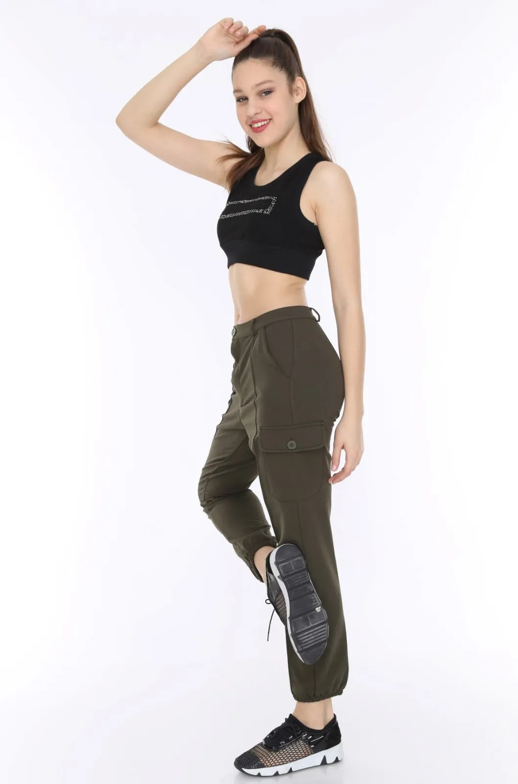 Khaki Soft Jersey Stretchy Combat Utility Trousers