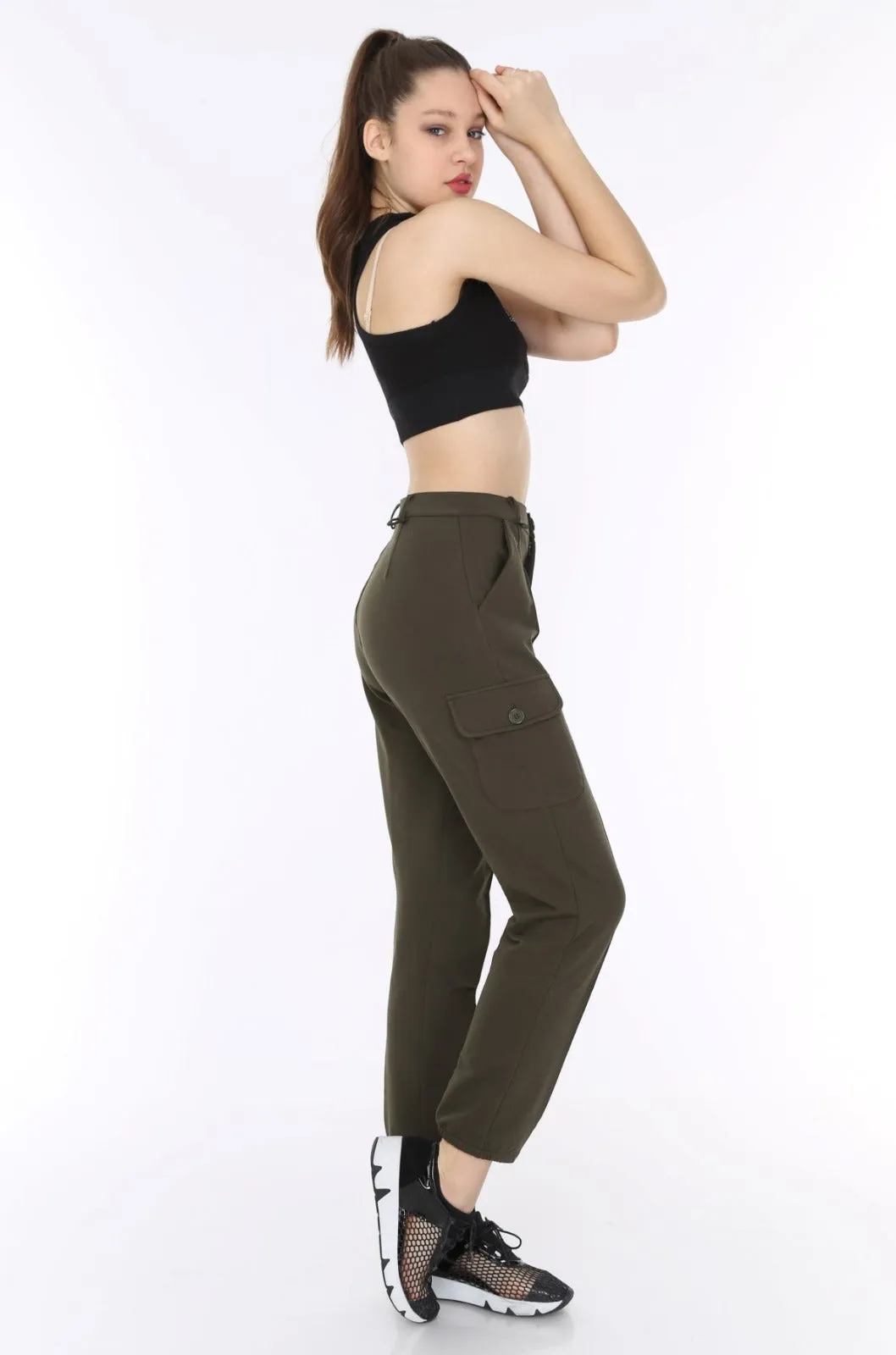 Khaki Soft Jersey Stretchy Combat Utility Trousers