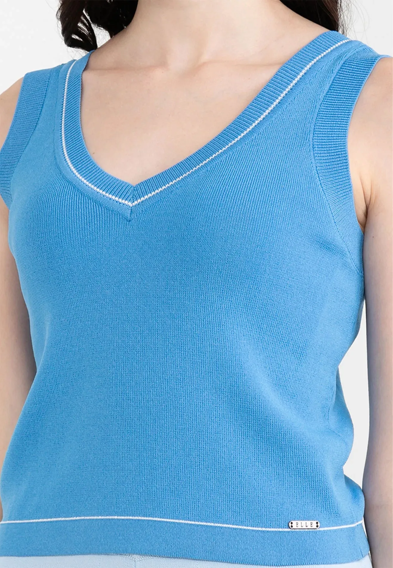Knitted V-Neck Basic Top