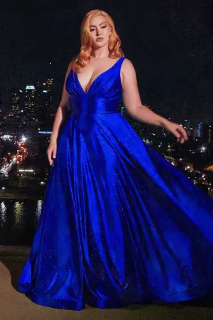 Ladivine - CC2349C - Glitter Stretch Satin A-Line Dress