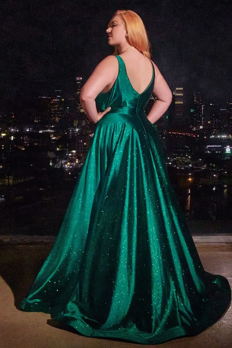 Ladivine - CC2349C - Glitter Stretch Satin A-Line Dress