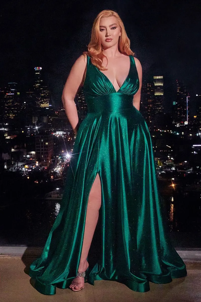 Ladivine - CC2349C - Glitter Stretch Satin A-Line Dress