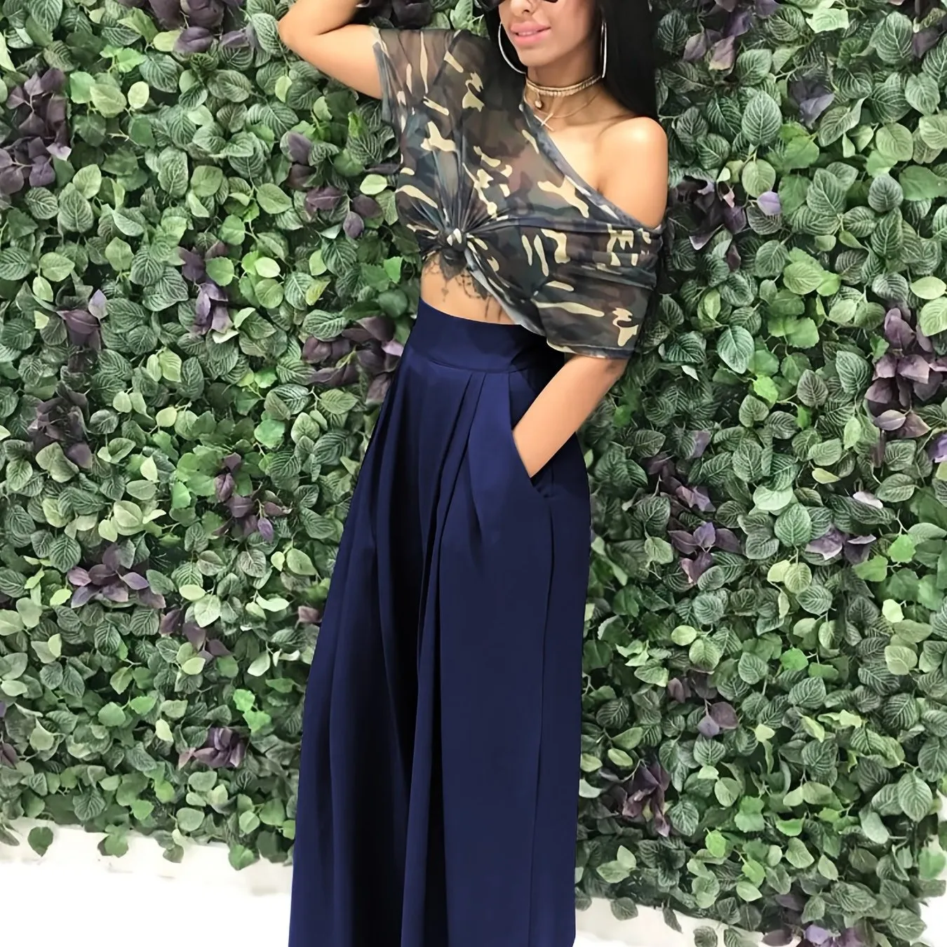 Loose Straight Flare Casual Pocket High Waist Solid Wide Leg Fashion Comfy Pants