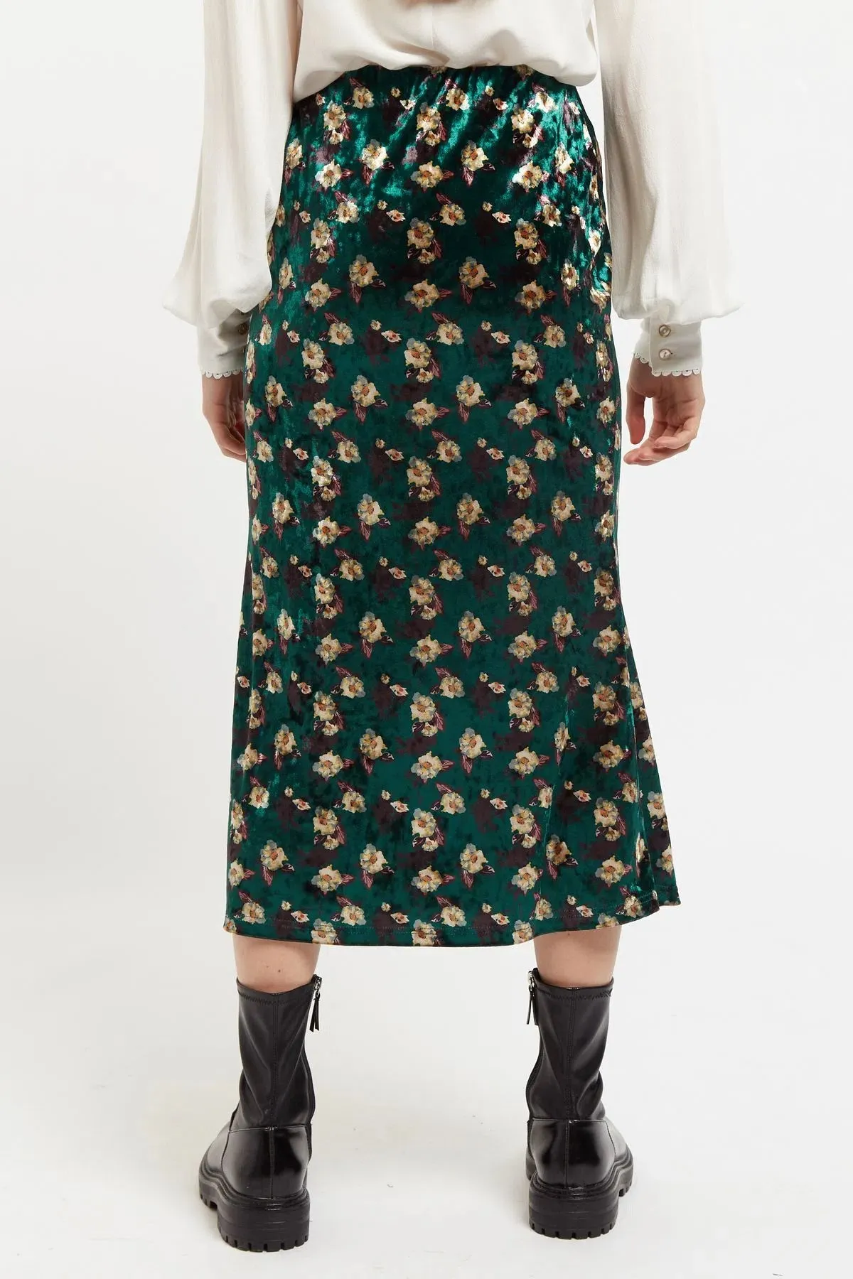 Louche Saro Paint Brush Print Velvet Midi Pencil Skirt