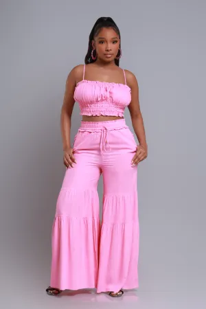 Make A Memory Cropped Wide Leg Pants Set - Candy Pink