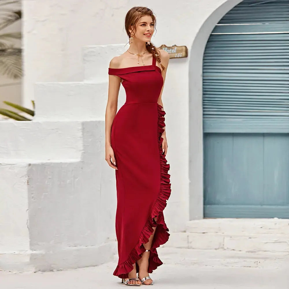 Off the shoulder red dress