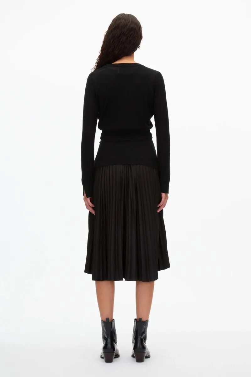 Pleated Dress with Tie Waist