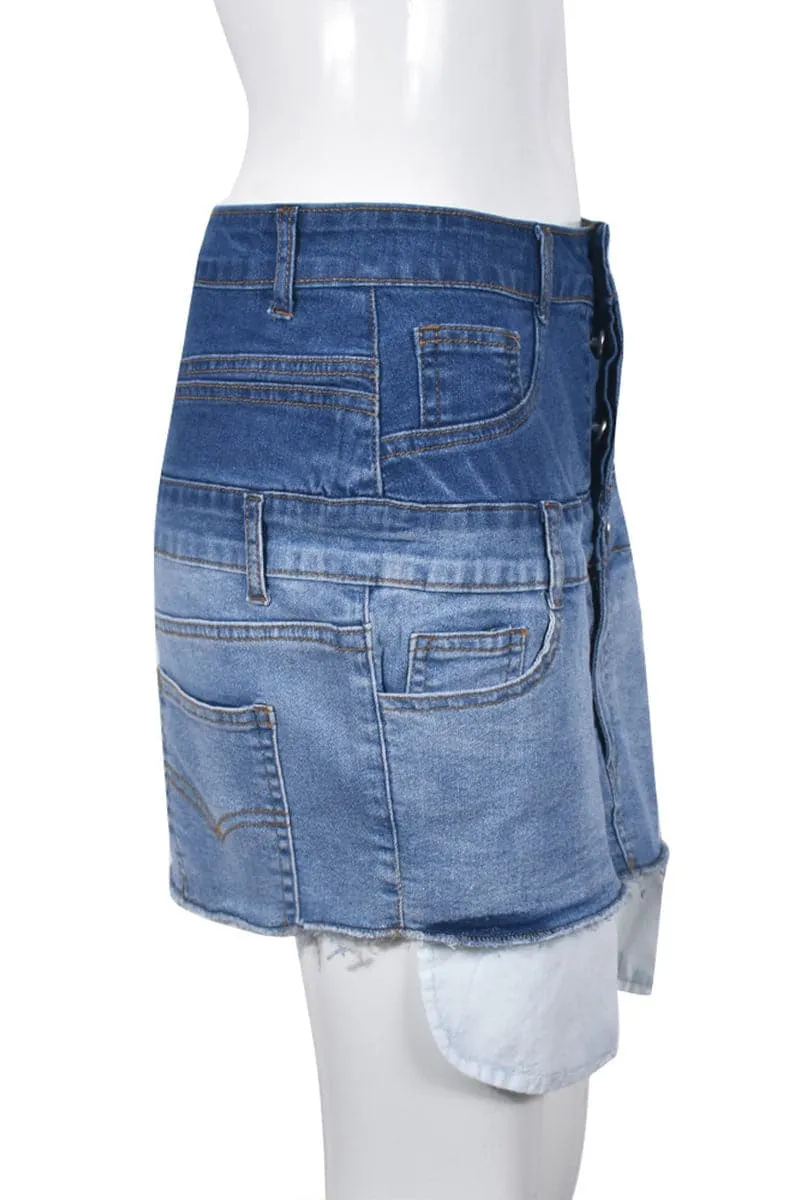 QC164 Denim Mini Skirt