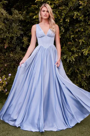 Satin Sleeveless A-line Gown by Ladivine 7447