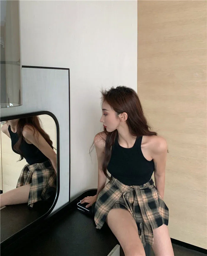 Sexy Irregular Plaid Mini Skirt