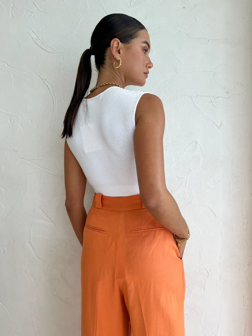 Shona Joy Sara Tailored Wide Leg Pant in Mango