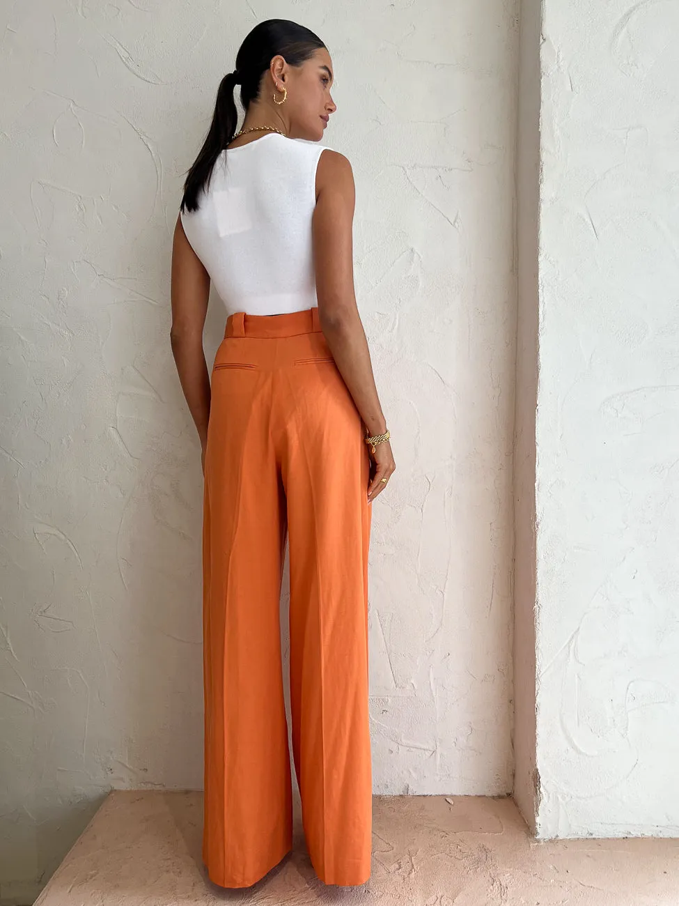 Shona Joy Sara Tailored Wide Leg Pant in Mango