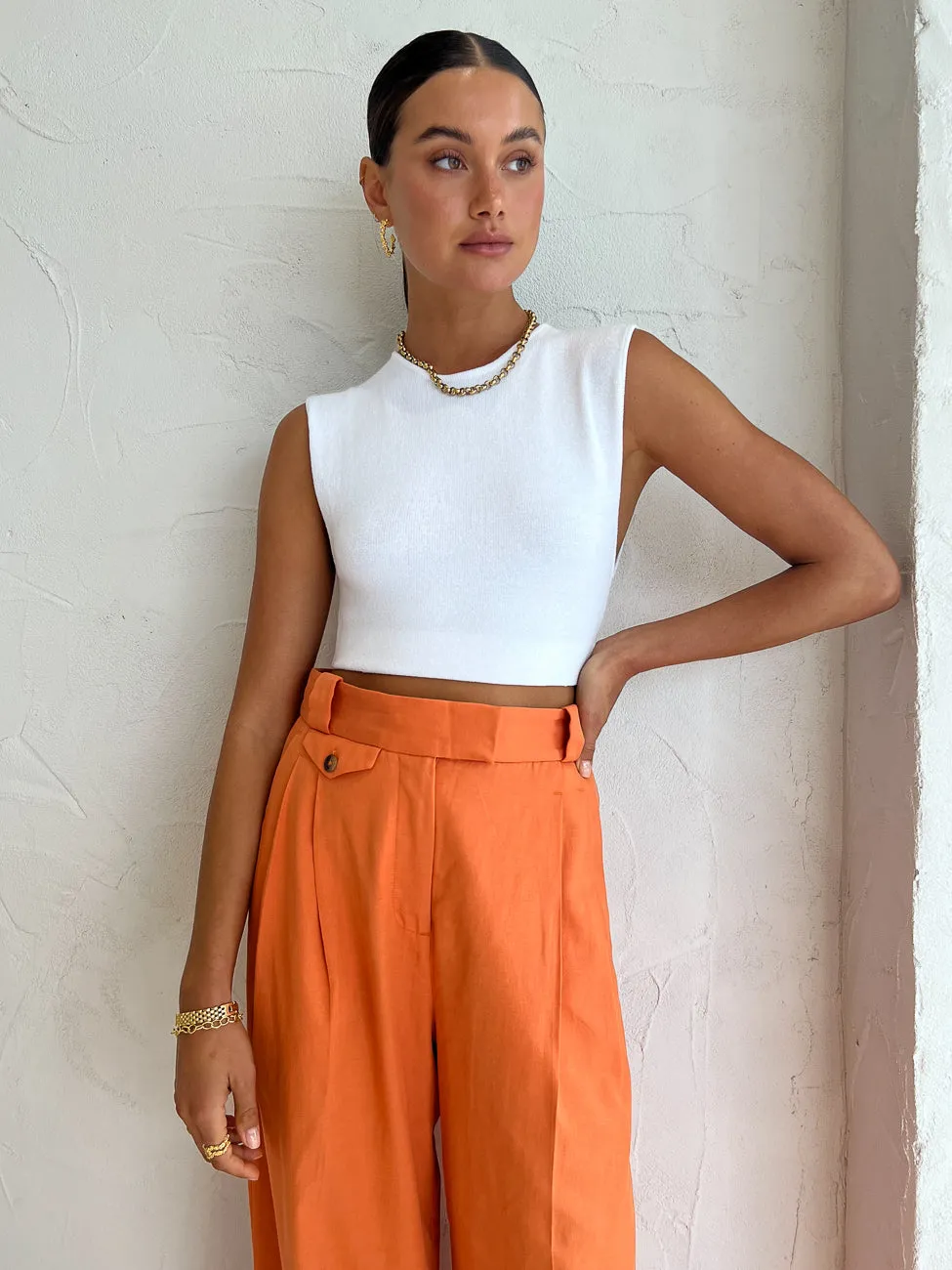 Shona Joy Sara Tailored Wide Leg Pant in Mango