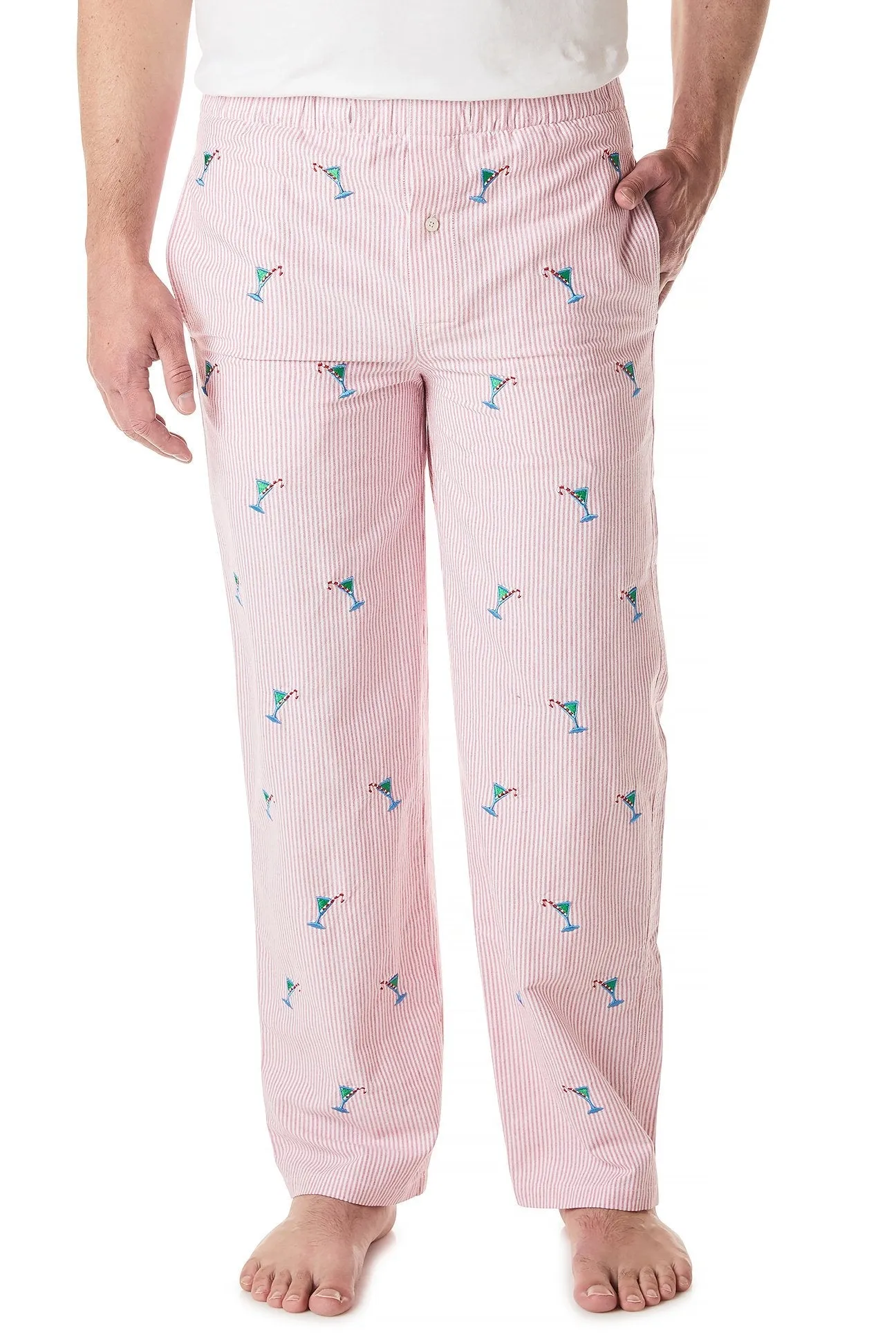 Sleeper Pant Oxford Red Stripe with Martini Candy Cane