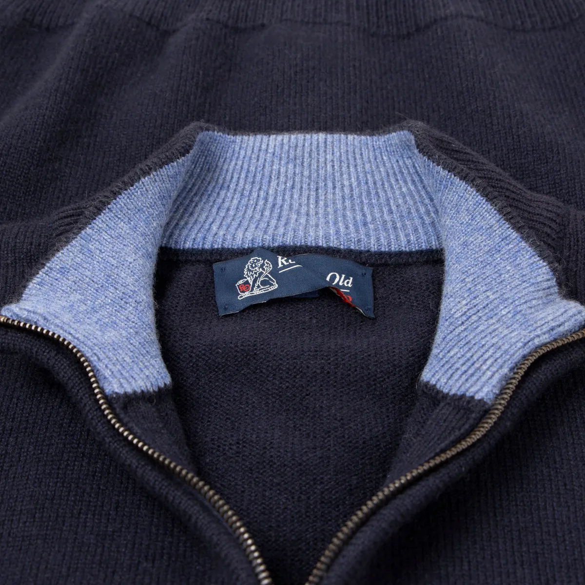 The Barra 4ply Full Zip Cashmere Cardigan - Dark Navy/Lapis Suez